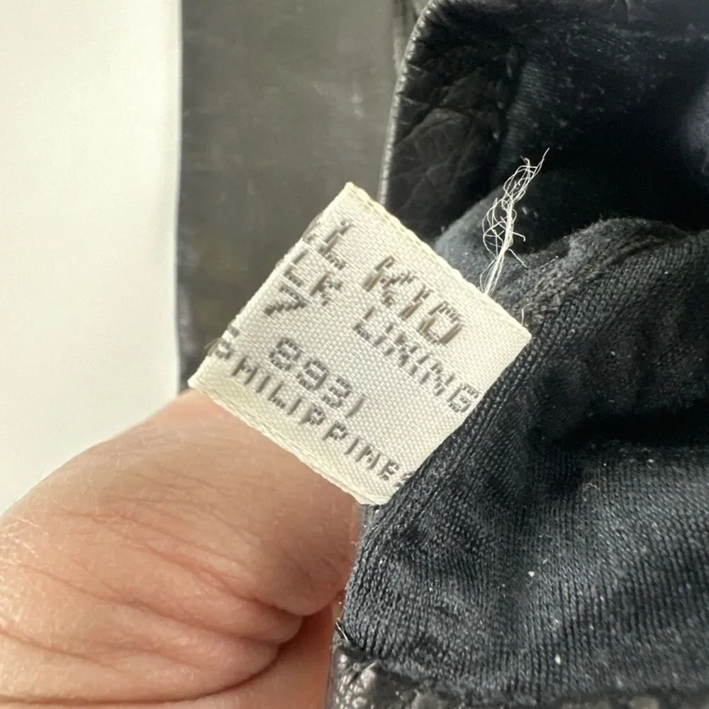 Fownes Leather Gloves Lot 2 Vintage Black Real Kid Leather Silk Lining Women 7